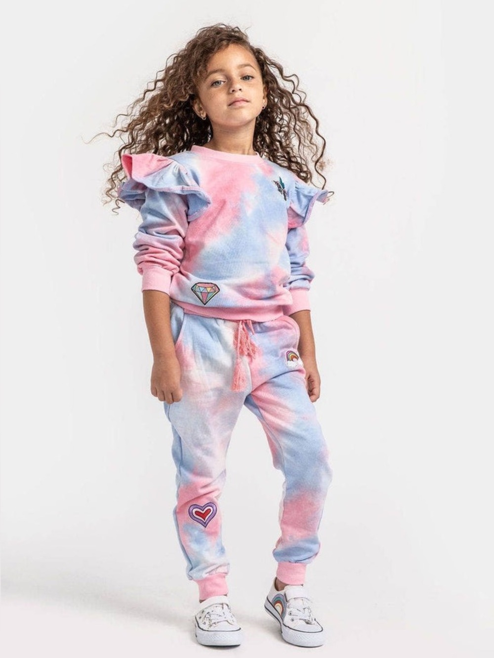 NWT LOLA+ THE BOYS TIE DYE RUFFLE PATCH JOGGER SET 14